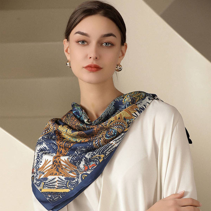 ACCITY - Vintage French Print Scarf – 90cm Silk Feel Square_CWASC0172