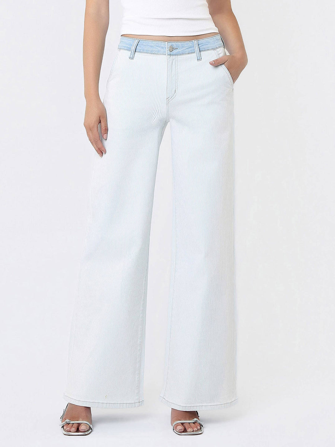 Hi Rise Stripe Denim