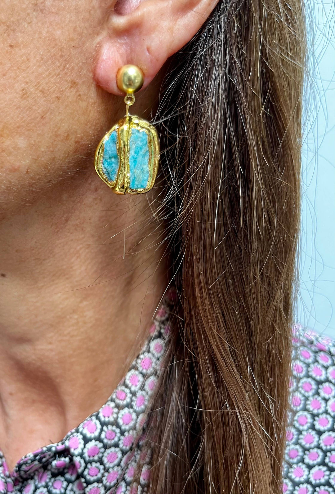 Gold Amazonite Drop Earrings