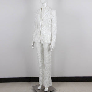 Lace Embroidered Sequin Blazer & Trouser