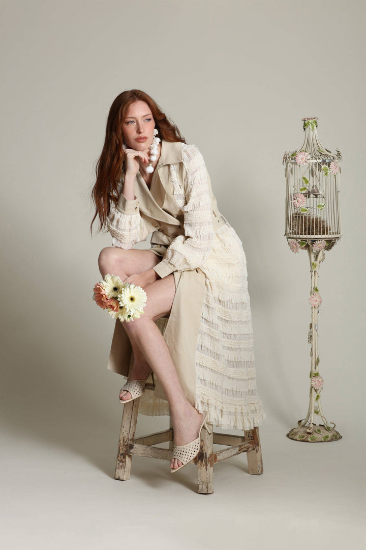Mixed Media Chiffon Trench Coat