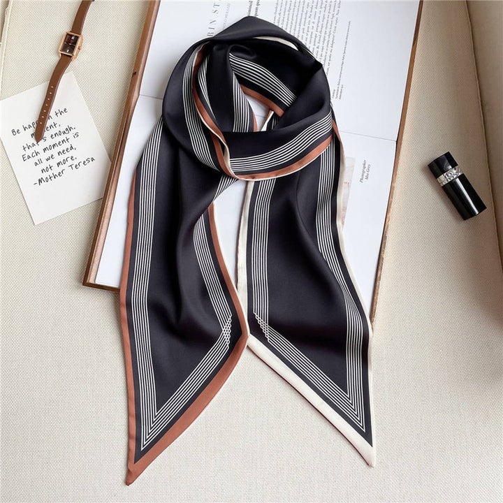 ACCITY - THIN SIMPLE GEOMETRIC LONG SILK HEAD SCARF_CWASC1521