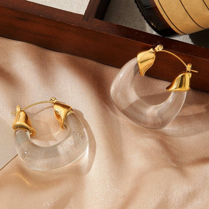 ACCITY - RETRO STYLE STAINLESS STEEL GOLD-PLATED EARRINGS_CWMM3657