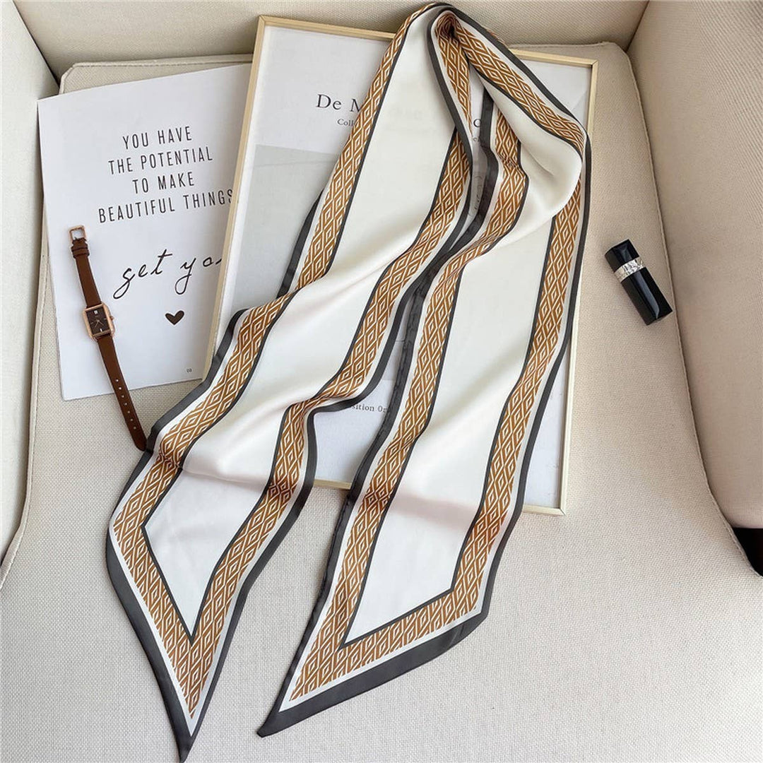 ACCITY - THIN SIMPLE GEOMETRIC LONG SILK HEAD SCARF_CWASC1521