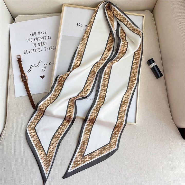 ACCITY - THIN SIMPLE GEOMETRIC LONG SILK HEAD SCARF_CWASC1521