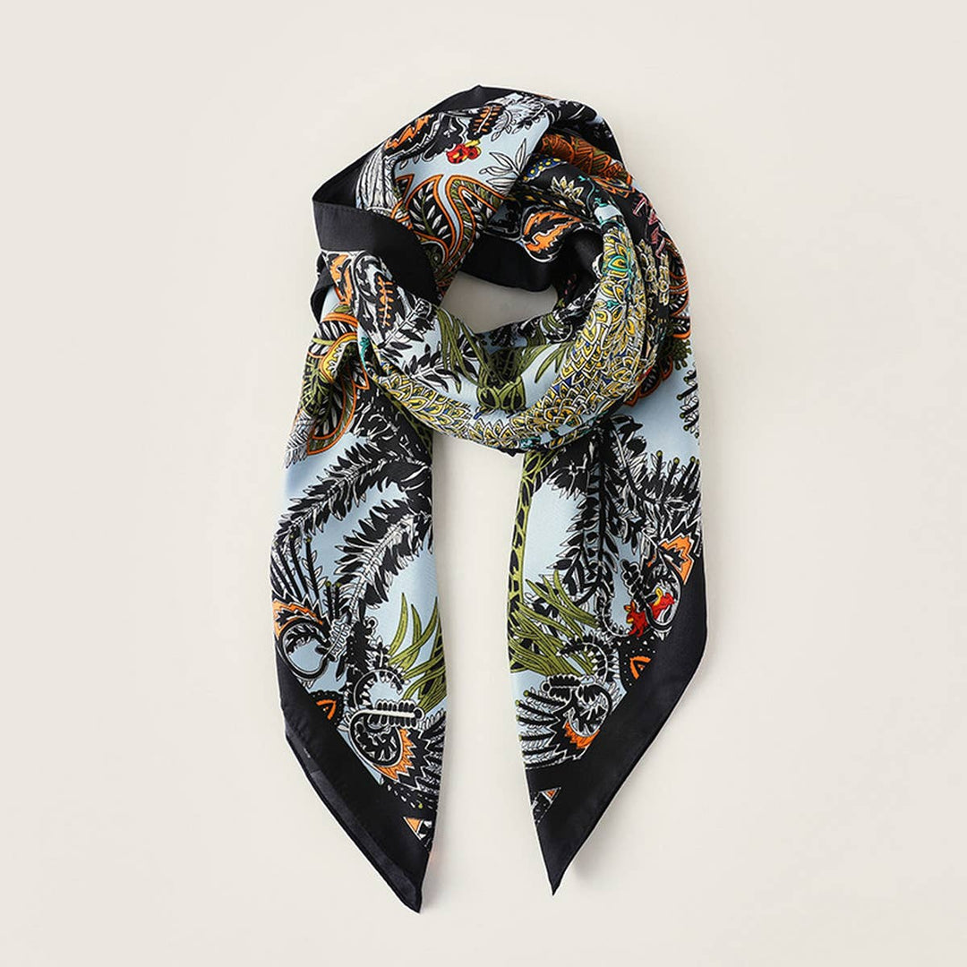 ACCITY - Vintage French Print Scarf – 90cm Silk Feel Square_CWASC0172