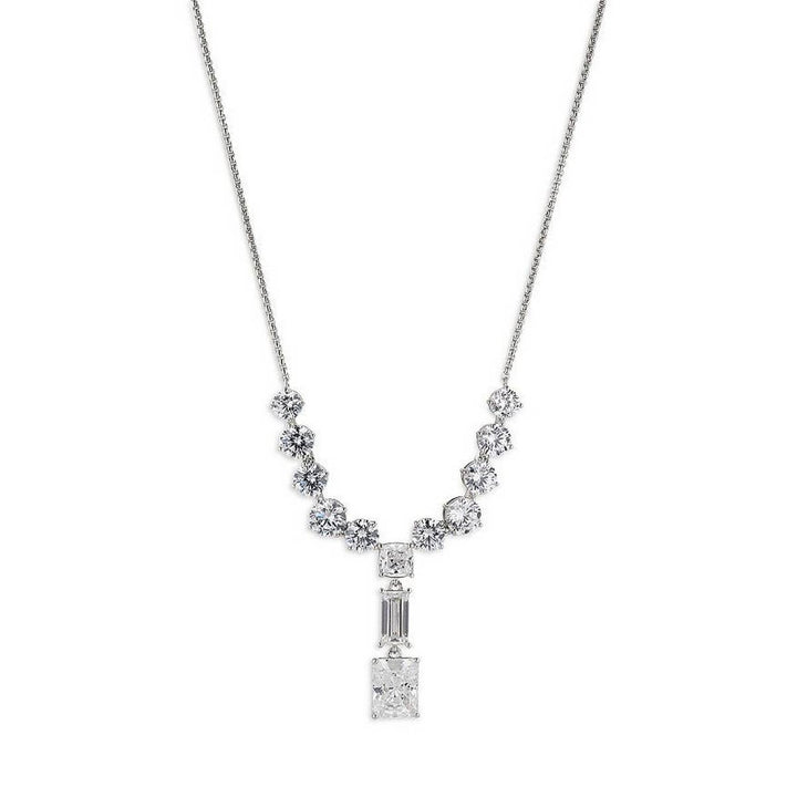 ACCITY - Zirconia Oval Round Pendant Necklace_CWMM5291