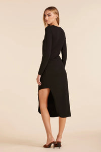 L/S Pleat Detail Asymmetrical Dress