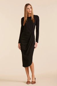 L/S Pleat Detail Asymmetrical Dress