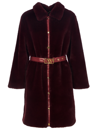 Faux Fur Coat w/ Crocodile Piping