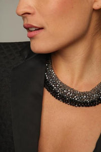 Black Mosaic Collar Necklace