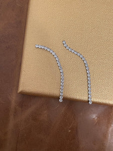 3 Inch Linear CZ Drop Earrings