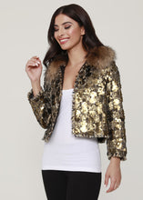 Load image into Gallery viewer, Sequin Tweed Jacket w/ Detachable Fur Collar by Dolce Cabo *Multiple Colors Available*