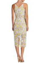 Load image into Gallery viewer, Yellow and White Lace Dress w Nude Underlay