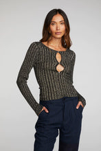 Load image into Gallery viewer, Lurex Rib Knit L/S Top