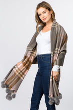 Load image into Gallery viewer, Plaid Scarf w/ Faux Fur Pom *Multiple Colors Available*