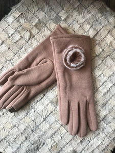 Woven Glove w/ Fur Pom by Sophia *Multiple Colors Available*