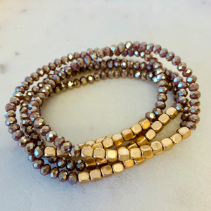 Five Strand Stone & Gold Bracelet *Multiple Colors Available*