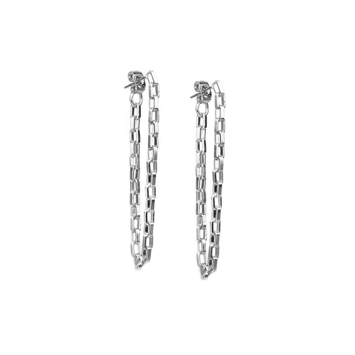 Silver Box Chain Drape Post Earring