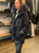 Load image into Gallery viewer, Faux Fur 2 in 1 Parka in Navy