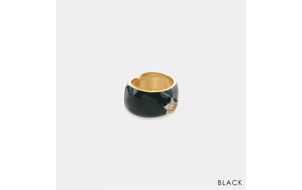 Wide Black Enamel Ring
