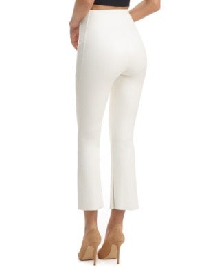 White Faux Leather Flare Pant