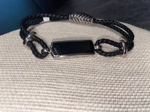 Black Leather Bar Bracelet